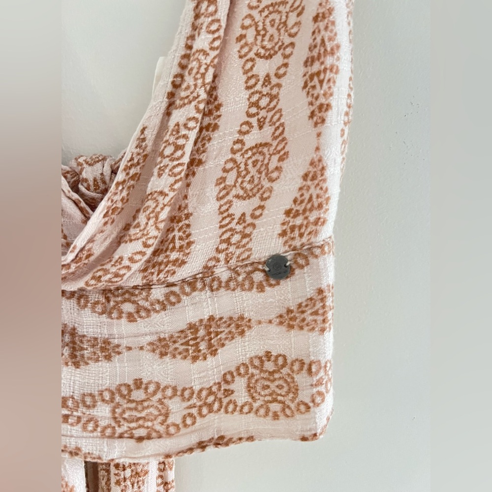 Mora Girls Boho Crop Top Wrap-Style Chest Cream & Honey Brown Print Size M - Picture 8 of 16